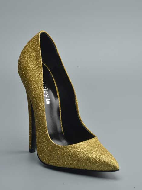 Supersexy high heel, as bold as brass in glitter gold