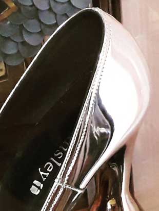 Patent silver plug pump shoes now at Atsuko Kudo, London