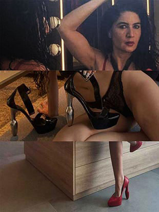 details of woman in erotic lingerie and high heel footwear